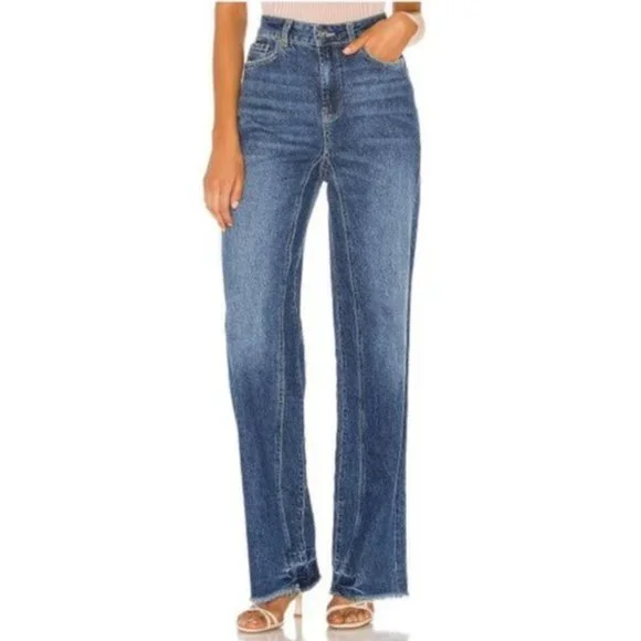 Free People Relaxed Straight Slouch Jeans Raw Hem - Picture 3 of 11